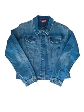 DNM Western Blue Denim Classic Grunge Distressed Basic Jacket. Size 16.