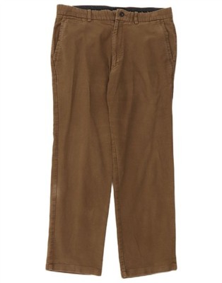 Marks & Spencer Mens Straight Chino Trousers W34 L29 Brown Cotton DC01