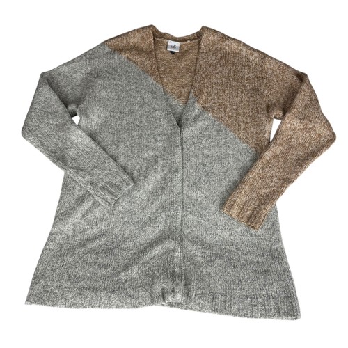 Cabi Colorblock Diagonal Knit Tilt Cardigan Sweater Women Size S Tan Gray # 3886 - Picture 5 of 10
