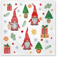 20 Servietten Gnomes And Gifts Wichtel BäUme Geschenk Weihnachten Sterne 33X33Cm