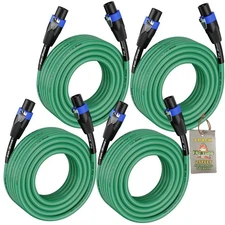 25FT Speaker Cords Speakon Cables FAT TOAD (4 PACK) | Twist Lock Connector Plug