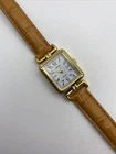 Vintage Timex Carriage Women's Fancy Lug Watch Gold Brown Croco Leather C03239
