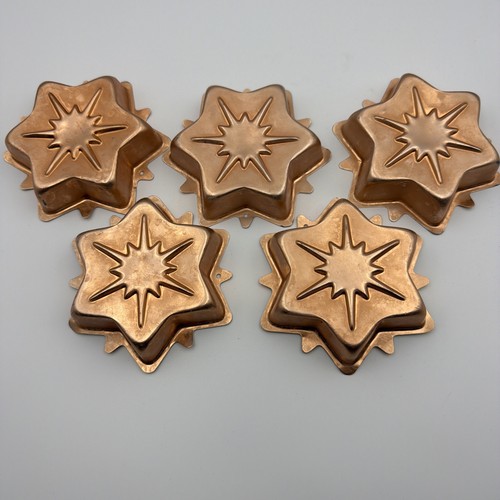 Vintage Copper Aluminum Star Shaped Sunburst Molds MCM Wall Decor Set Of 5