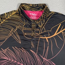 Birdie Bound Shirt Mens XL Black Floral Performance Golf Polo Stretch Preppy UPF