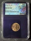 1947-D 1C Lincoln Wheat Cent Red NGC MS66 RD Traderbea Purple Core