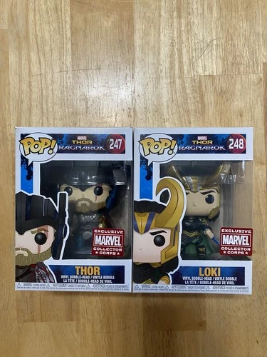 THOR RAGNAROK Loki #248 & Thor #247 Marvel Collector Corps FUNKO POP Set of 2