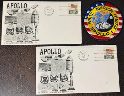 Apollo 1 Tribute Cover (2) and Apollo 1  3 1/2'' Round Patch