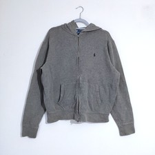 Ralph Lauren Mens Hoody Size Large Grey Full Zip Jumper Classic Designer Sweater