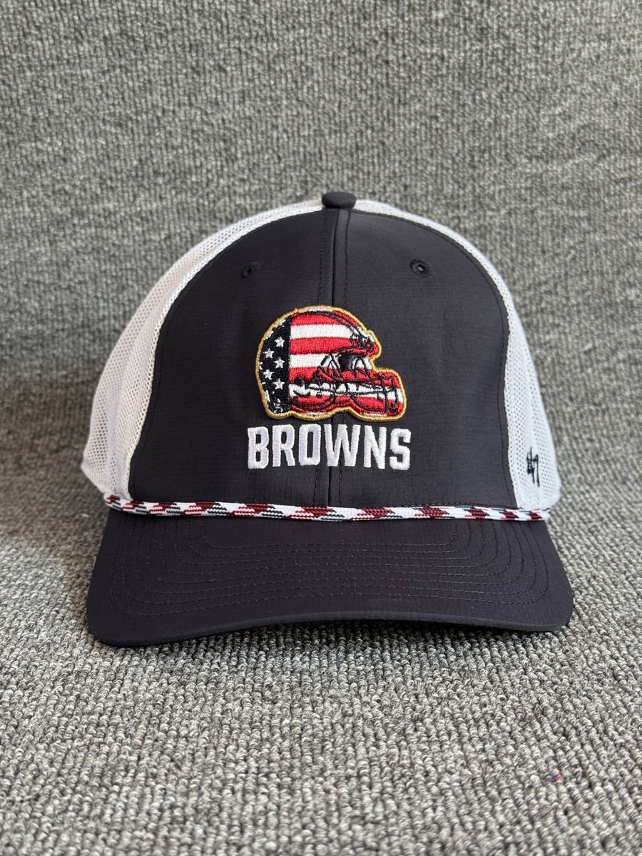 '47 Brand Cleveland Browns NFL Trucker Hat Black White Flag Logo Rope Strapback