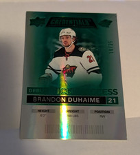 2021-22 Upper Deck Credentials Debut Ticket Access Green 10/25 Brandon Duhaime