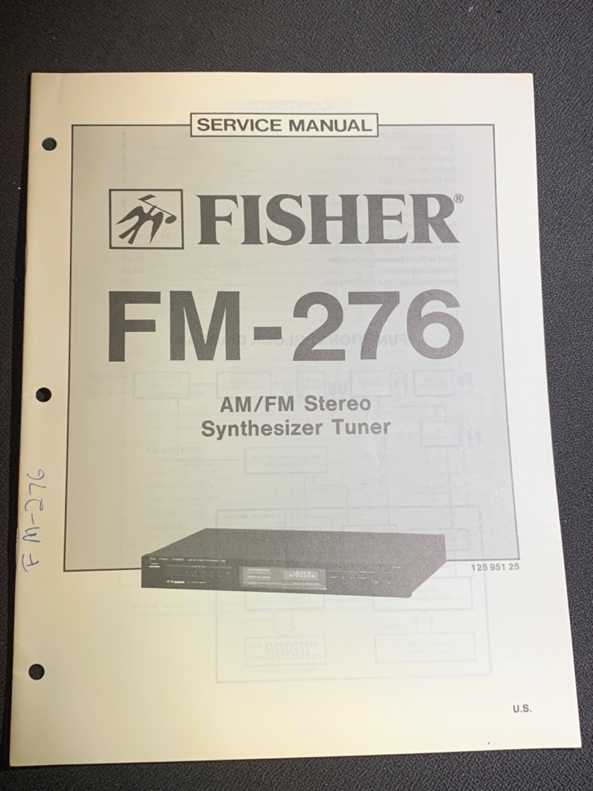 Fisher FM-276 AM/FM Stereo Synthesizer Tuner Original Vintage Service Model