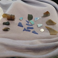 Florida Beach Sea Glassand chards- 18 pieces of misc sizes and colors