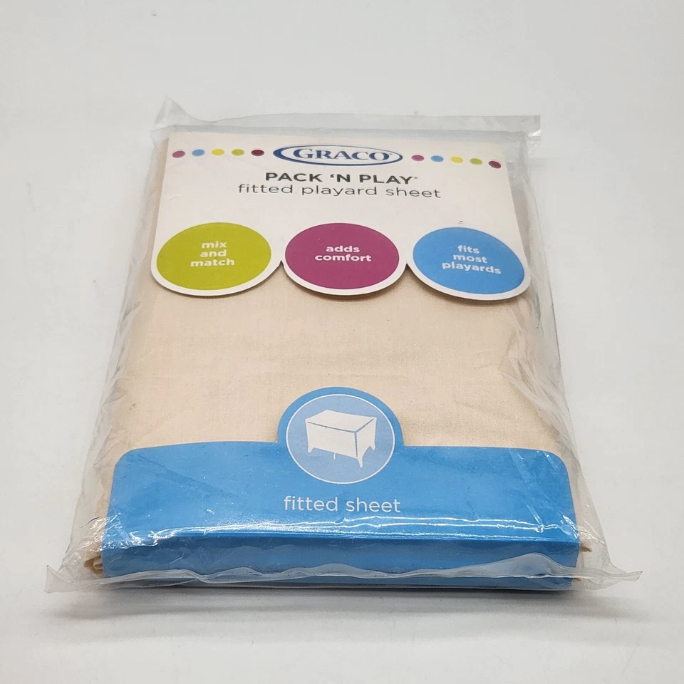 Sábana Ajustable Graco Pack 'N Playard Crema Sólida 39" X 27" Unisex Sellada Foto 4 de 4