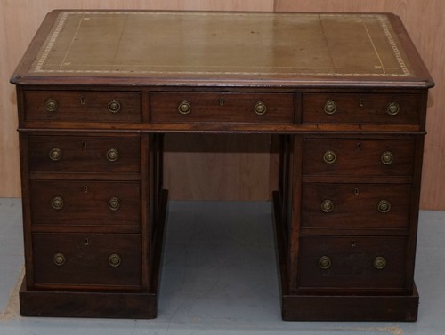 SCHÖNER GEORGE III CIRCA 1780 DOPPELSEITIG WALNUSS PARTNER SCHREIBTISCH ORIGINALGRIFFE - Bild 2 von 12
