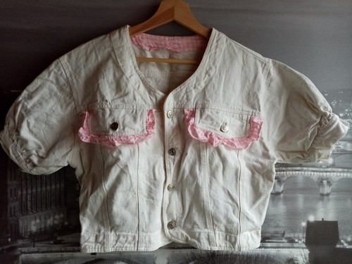 Süße außergewöhnliche Jeansjacke GR M sehr gut erhalten Damen Weiß