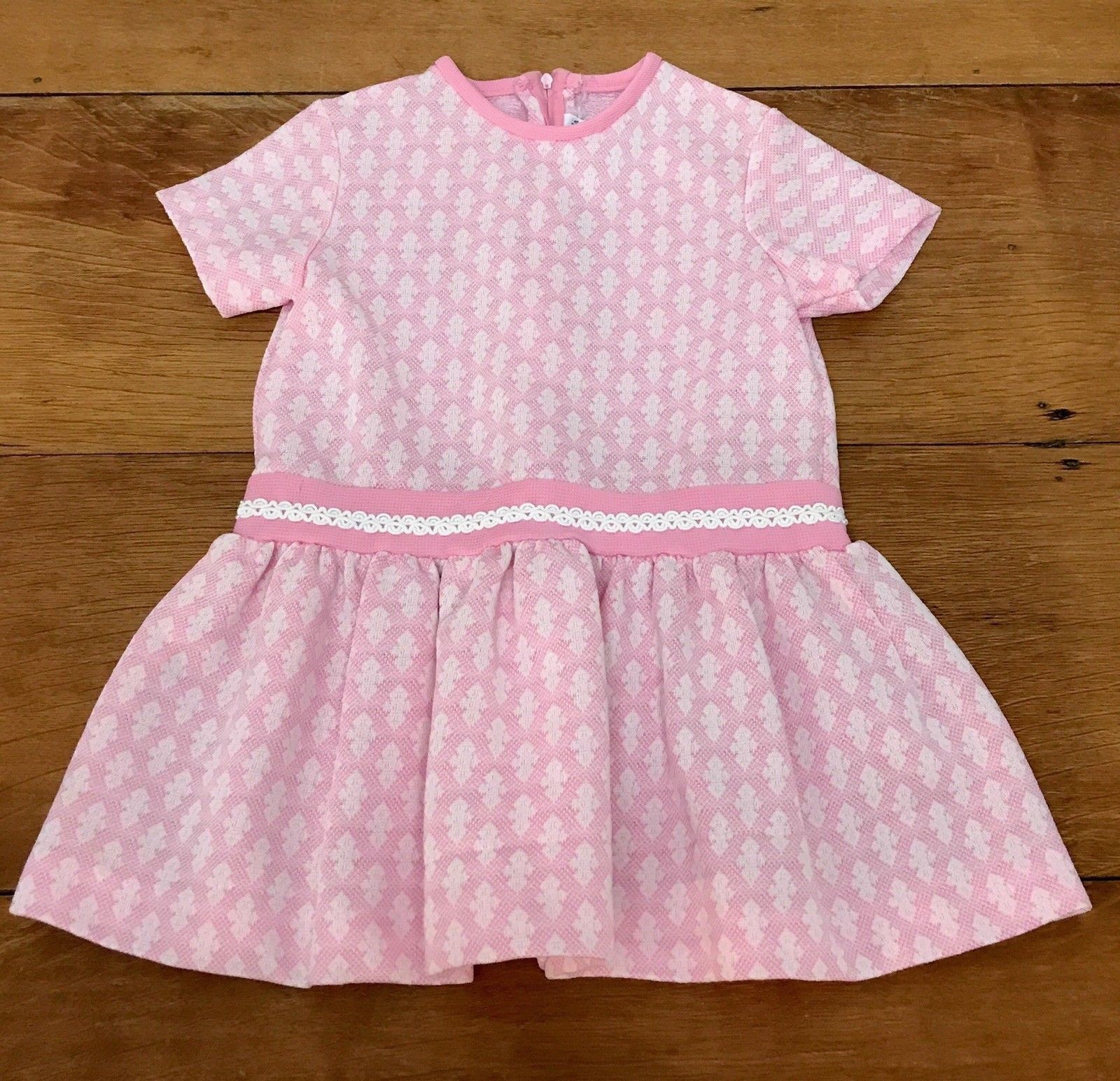 Vintage Pink Dress Toddler Polyester A Line MOD P… - image 1