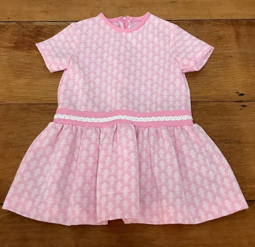 Vintage Pink Dress Toddler Polyester A Line MOD Pleated Short Sleeve 1960s Sz 3T - Picture 1 of 10