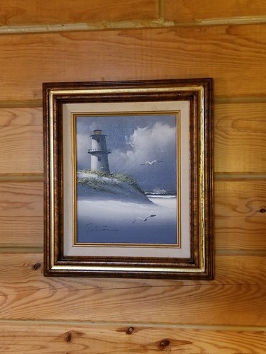 Vintage Leuchtturm Ölgemälde von Peterson - Bild 4 von 8