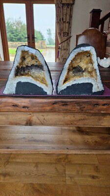 Citrin Geode Paar 422 & 423 Kristall Cluster Druzy Premium Grade je 4kg