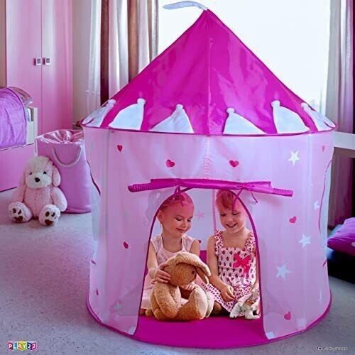 Princess Castle Pink Play Tent Glow in The Dark Stars Portable