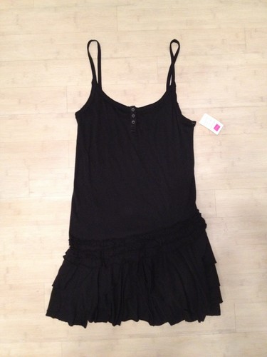 FLAWS RARE Vintage Juicy Couture Black Sleep Dress Ruffle Sleepwear Nightie M