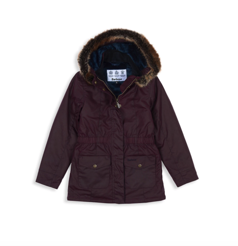 BARBOUR Girls' Waxed Faux Fur Trim 