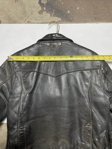 Vintage Leather Motorcycle Jacket – Heavy Wear – Talon Zippers – Distressed - Picture 7 of 23