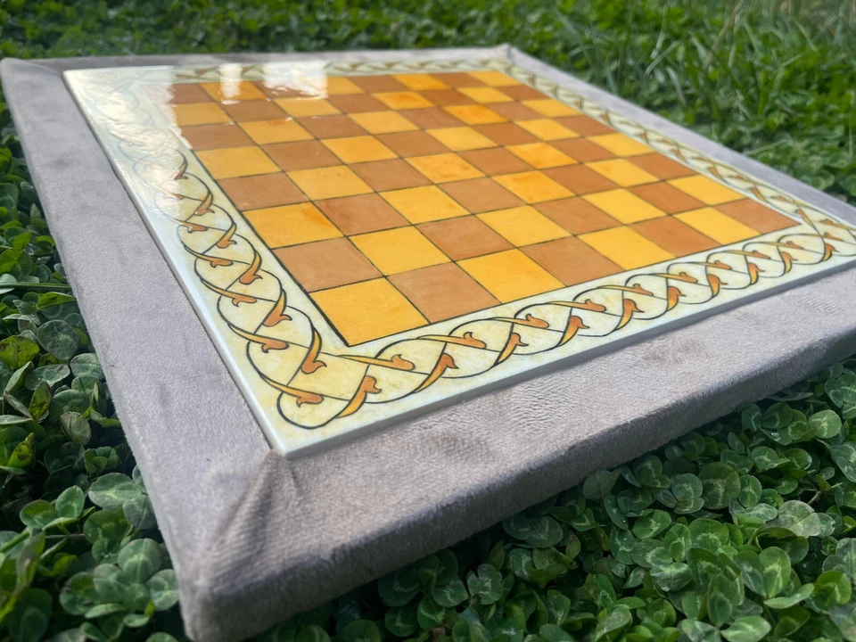 Tiled Chess Set w Wooden Chess Pieces - Ceramic Chessboard - Tiled Chess Board - Image 2 of 4