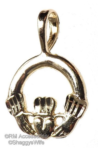 Alternate view of Irish Claddagh Charm Pendant Gold Plated With Lifetime Guarantee
