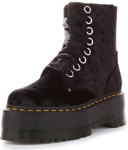 Dr Martens Vegan Jadon Crushed Velvet Platform Womens Boots In Black UK 3 - 7 - Picture 6 of 12