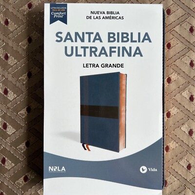 NBLA Biblia Ultrafina Letra Grande Tamaño Manual Leather Azul - NEW Nueva