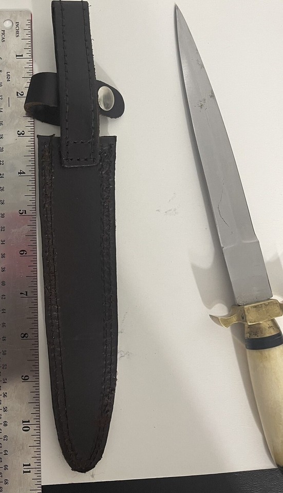 Bone Handle Steel Hunting Dagger Knife with Leather Sheath knives 8 ...