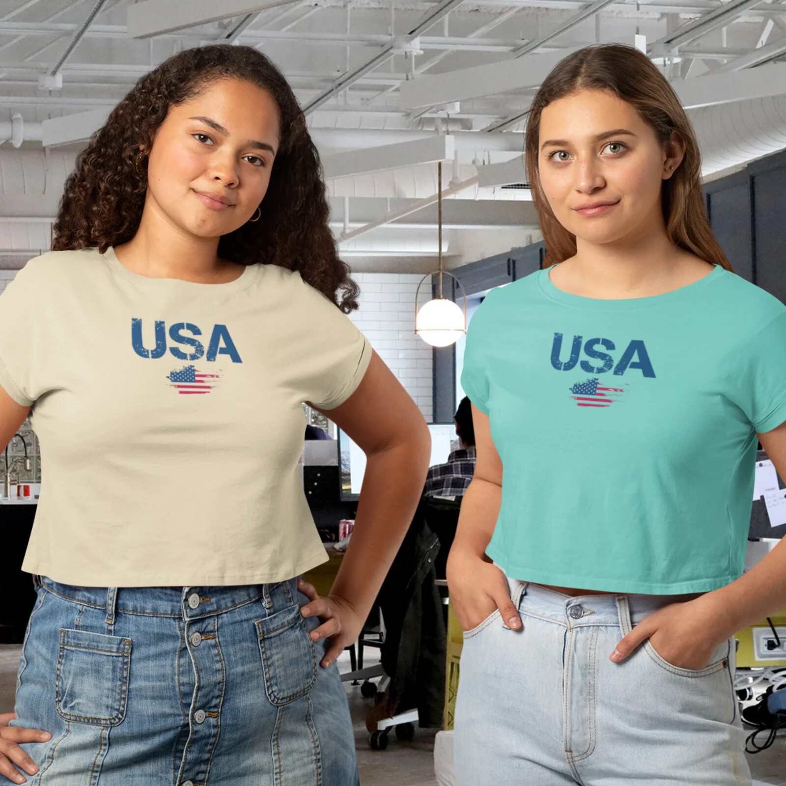 Patriotic Women's USA Flag Cropped Tee – Boxy Fit, Comfort & Style Combined!