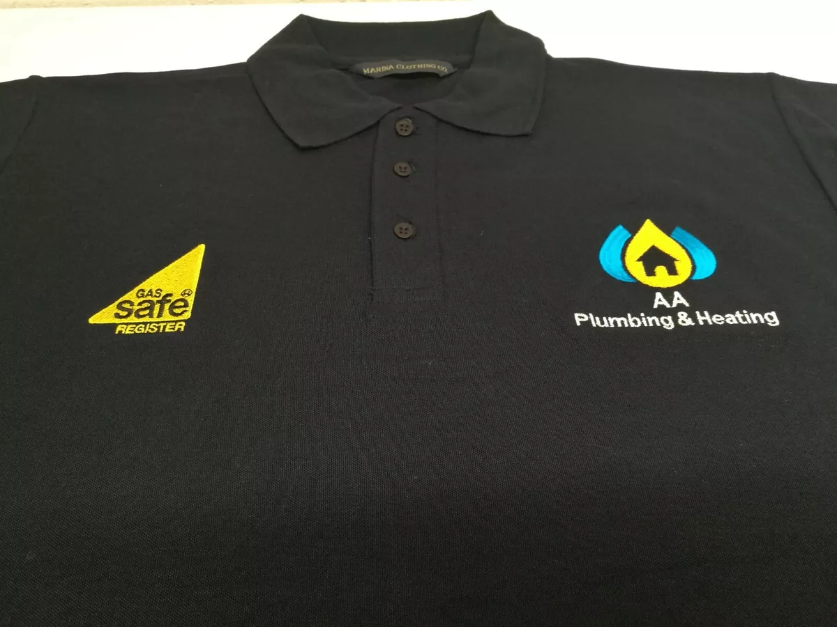 Custom Embroidered Personalised 3 x Polo Shirts With Gas Safe Logo