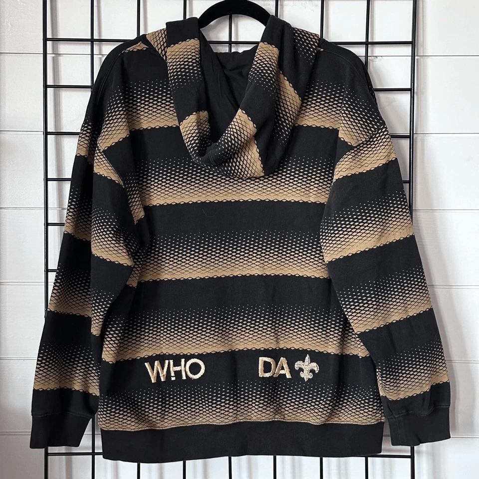 Sudadera con Capucha New Orleans Saints Personalizada Cremallera Completa Vans Para Hombre S Negra Dorada Geaux NFL Foto 2 de 4