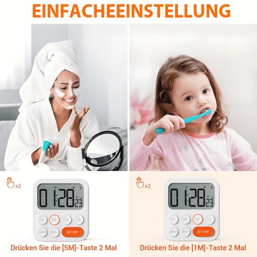 Kurzzeitmesser Küchentimer Küchenwecker Stoppuhr mit Magnet Eieruhr Digital DE - Bild 10 von 14