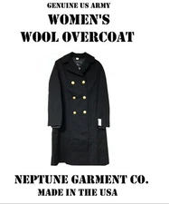 NEW 18L WOMEN'S US ARMY MDW WOOL OVERCOAT TRENCH PEA COAT DARK ASU DRESS BLUE