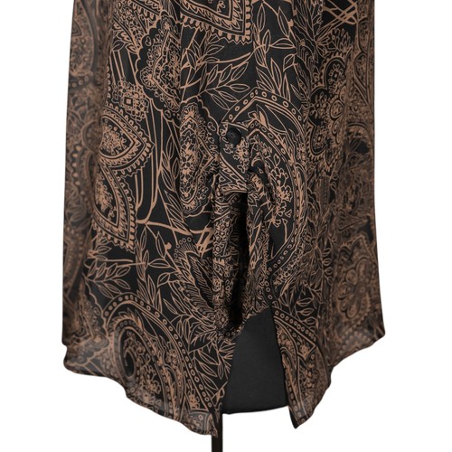 Chico’s Brown Black Silk Paisley Floral Button Up Tunic Top Lightweight M 1 8 - Picture 9 of 9