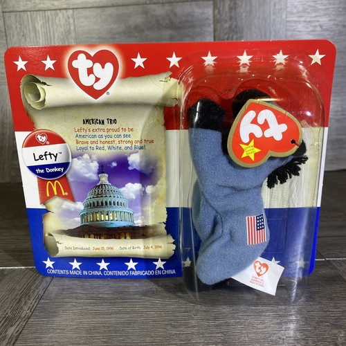 NEW McDonalds American Trio beanie babies 1996 *FULL SET* Lefty, Righty,Libearty - Picture 3 of 5