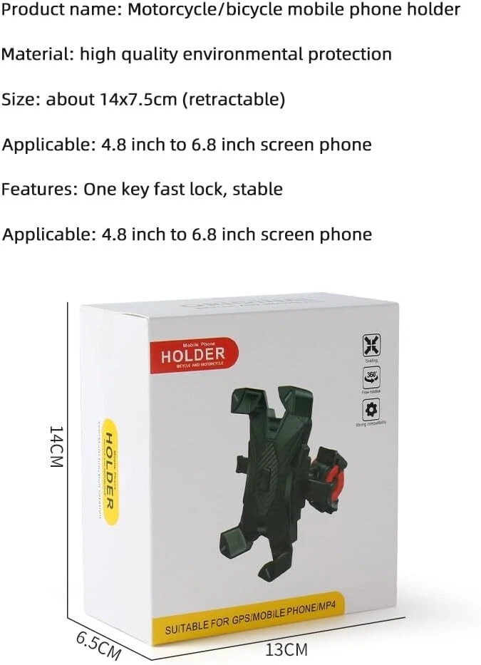 Motorcycle Phone Mount 1s Auto Lock 100mph Military Anti-Shake Holder 360° - Image 3 of 4