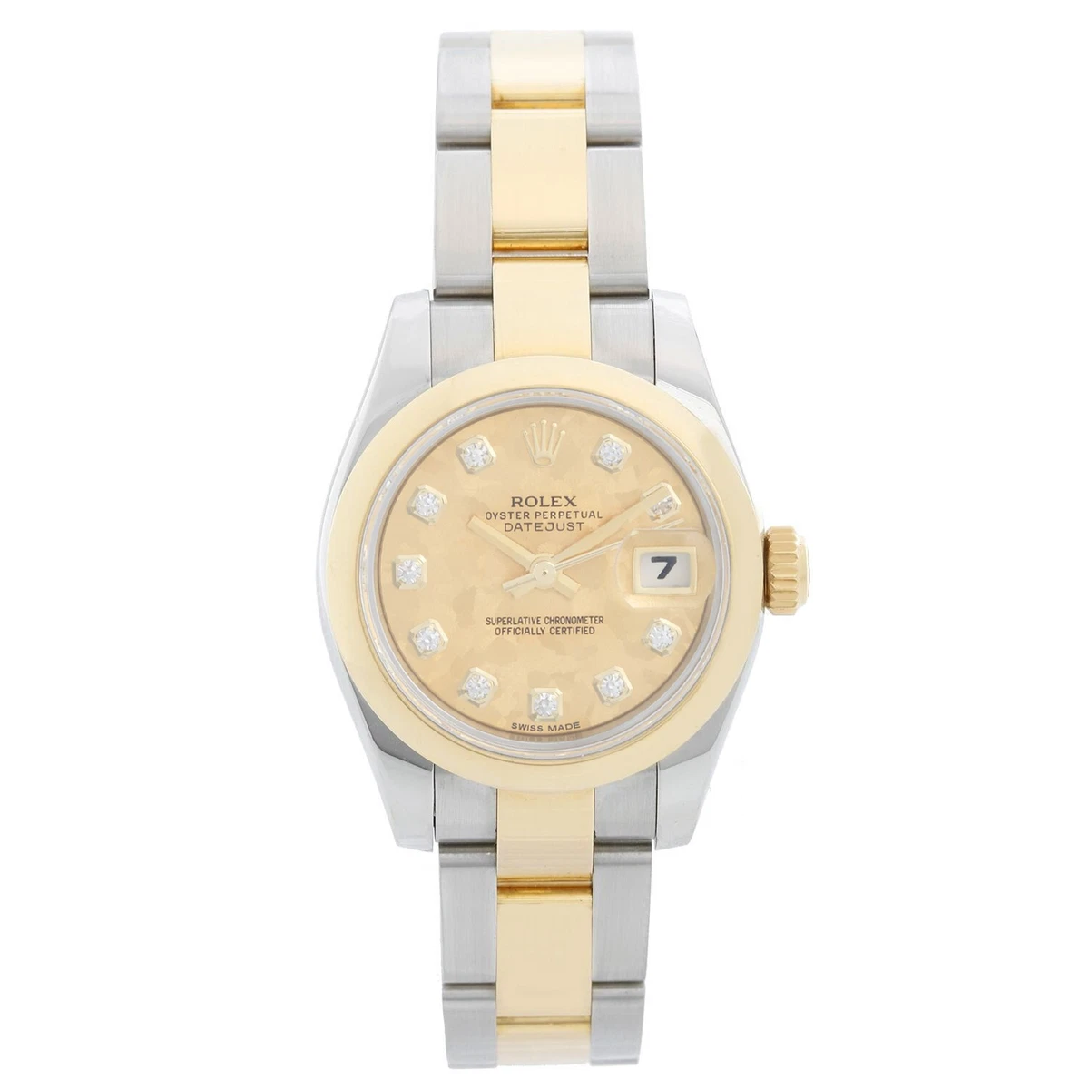 Rolex 2 tone Ladies Datejust VERY RARE Gold Crystal Diamond Dial