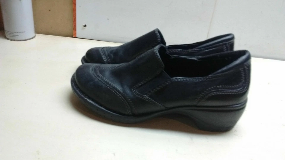 Earth Origins Cuero Negro Sin Cordones Cuña Zuecos Botín Mujer Zapatos 7.5M 38 Foto 3 de 4