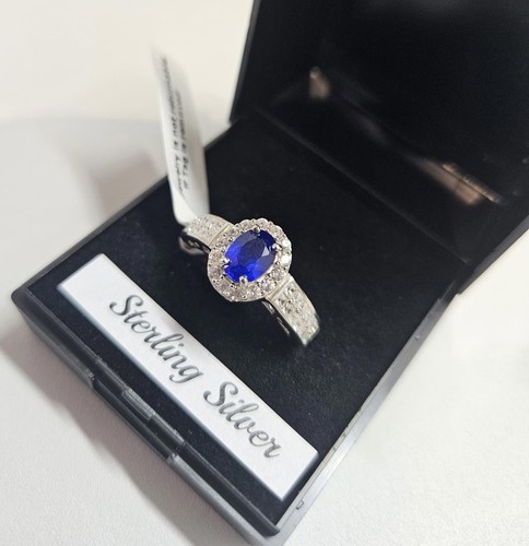 Premium vietnamesischer kobaltblauer Spinell & weißer Zirkon 1,30 ct / Damenring / M - Bild 8 von 8