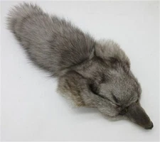  Real Fox Head Face Pelt Tanned Fox Skin Fox Tail Fur Hide（Bag with Head + Tail）