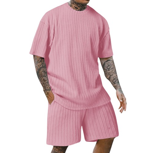 Men Summer Outfit 2-Piece Set Short Sleeve TShirt and Shorts Sweatsuit Sport Set - Picture 18 of 23
