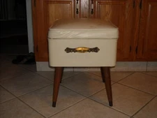 Vintage Sewing Machine Storage Stool MID CENTURY MODERN Bench / Ottoman