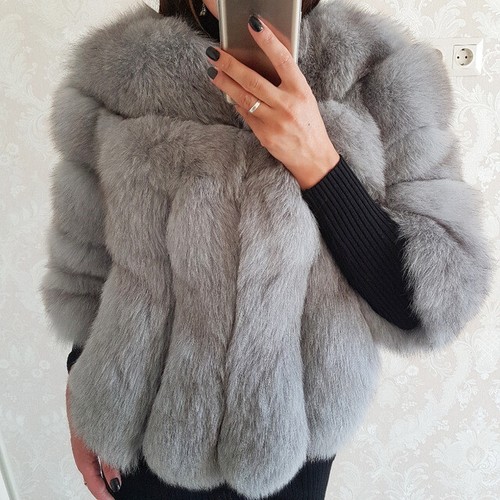 Fashion Women Real Whole Skin Fox Fur Coat Jackets Thick Outerwear Warm Overcoat - Picture 24 of 25
