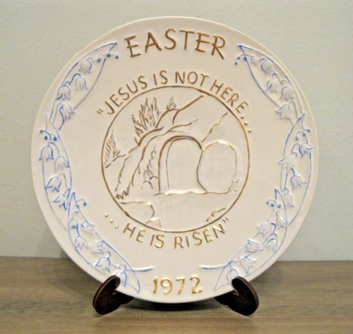 Easter Jesus He Is Risen 1972 Frankoma Plate Oral Roberts Assoc Tulsa