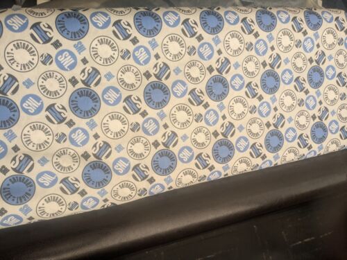 7 Yards SNL Saturday Night Live Blue, Light Gray, White, Black Cotton Fabric New - Picture 2 of 4