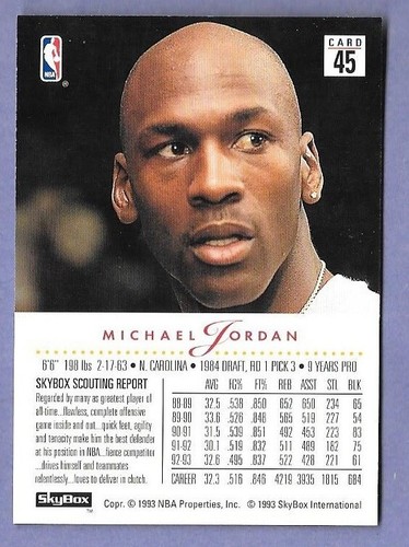 1993-94 Skybox Premium  #45 Michael Jordan Chicago Bulls  NM MT - Picture 2 of 2